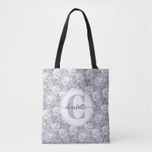 Eleganter Rose Garden Monogram Lavender