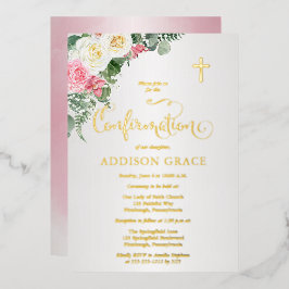 Eleganter Rose Garten - Girl Confirmation - Gold Folieneinladung