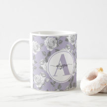 Eleganter Rose Garten in Lavender Monogram Tasse