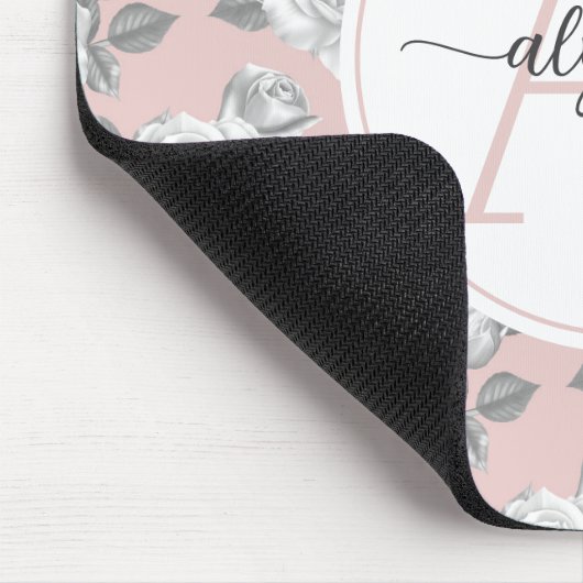 Eleganter Rose Garten in rosa Monogram Mouse pad Mousepad (Ecke)