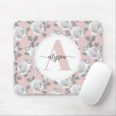 Eleganter Rose Garten in rosa Monogram Mouse pad Mousepad (Mit Mouse)