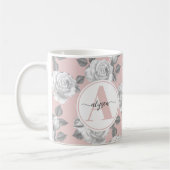 Eleganter Rose Garten in rosa Monogramm Tasse (Links)
