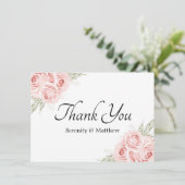 Eleganter Rose Garten Rosa Blumenzwiese Dankeskarte (Stehend Vorderseite)