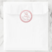 Eleganter Rose Glitzer 50 und vielen Dank Runder Aufkleber (Tasche)