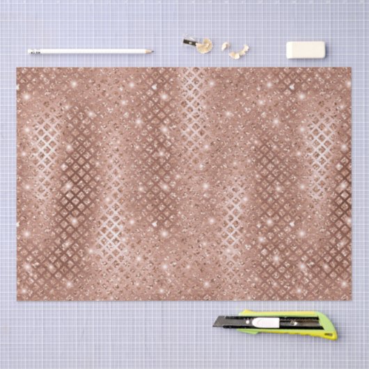 Eleganter Rose Gold Diamonds Metallischer Glitzer Seidenpapier (Handwerk)