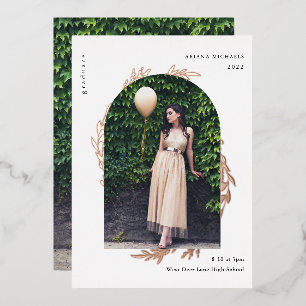 Eleganter Rose Gold Foto Abschluss Folieneinladung