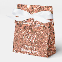 Eleganter Rose Gold Glitzer Danke Monogram
