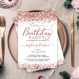 Eleganter Rose Gold Glitzer jedes Alters Weißer Ge Einladung