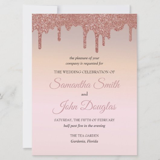 Eleganter Rose Gold Glitzer, Peach und Schwarzer T (Vorderseite)