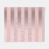 Eleganter Rose Gold Glitzer & Rosa Streifen Fleecedecke (Vorderseite (Horizontal))