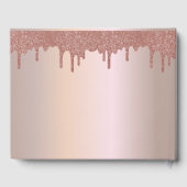 Eleganter Rose Gold Glitzer, Schwarz und Schwarz Gästebuch (Rückseite)