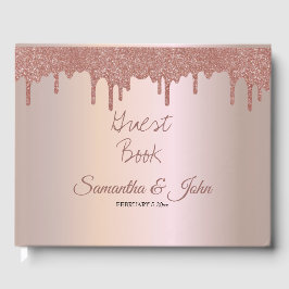Eleganter Rose Gold Glitzer, Schwarz und Schwarz Gästebuch