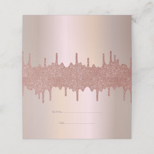 Eleganter Rose Gold Glitzer, Schwarz und Schwarz Platzkarte (Außenseite Aufgefaltet)