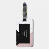 Eleganter Rose Gold Glitzer weißer schwarzer Marmo Gepäckanhänger (Rückseite vertikal)