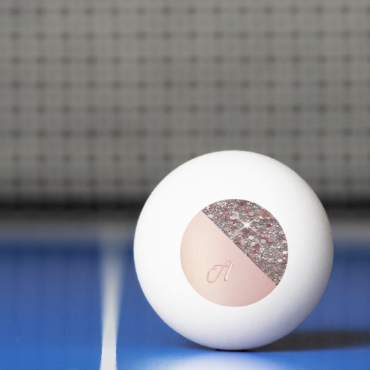 Eleganter Rose Gold Monogram Ping Pong Ball Tischtennisball (Netto)