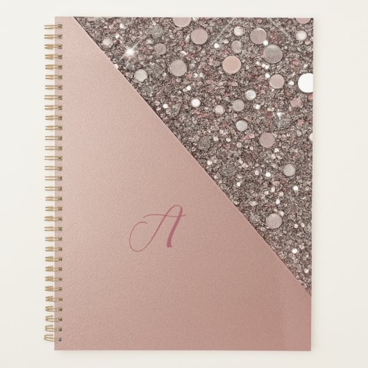Eleganter Rose Gold Monogram Planer (Vorderseite)
