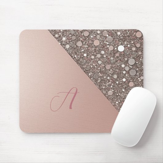 Eleganter Rose Gold Monogram Planer Mousepad (Mit Mouse)
