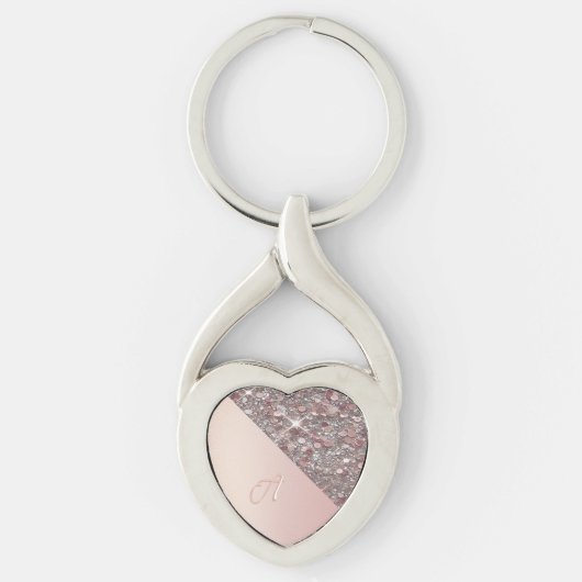 Eleganter Rose Gold Monogram Schlüsselanhänger (Vorderseite)