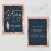 Eleganter Rose Gold & Navy Notar-Agent Visitenkarte (Vorne/Hinten)