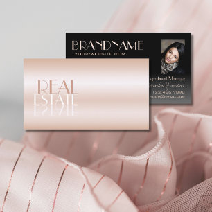Eleganter Rose Gold und Black Mirror Schriftart mi Visitenkarte
