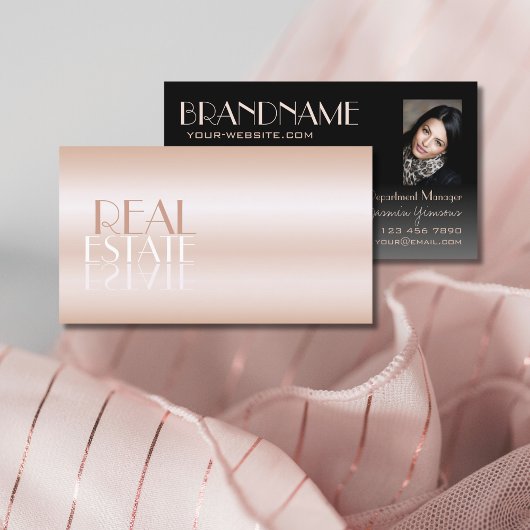 Eleganter Rose Gold und Black Mirror Schriftart mi Visitenkarte