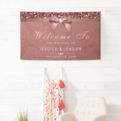 Eleganter Rose Gold Wedding Diamonds Bow Glitzer Banner (Insitu)
