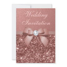 Eleganter Rose Gold Wedding Diamonds Bow Glitzer
