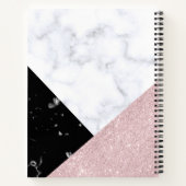 Eleganter Rose, goldener Glitzer, weißer, schwarze Notizblock (Rückseite)