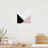 Eleganter Rose, goldfarbener Glitzer, weißer, schw Poster (Küche)