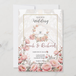 Eleganter Roségarten Romantische Hochzeit  Einladung
