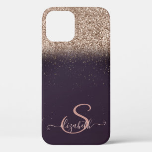 Eleganter Roségold-Glitter-Ombre-Effekt mit Monogr Case-Mate iPhone Hülle