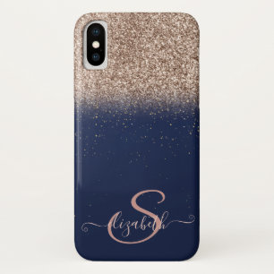 Eleganter Roségold-Glitter-Ombre-Effekt, Navyblau Case-Mate iPhone Hülle