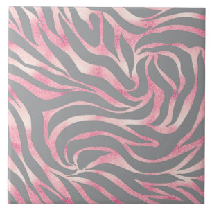 Eleganter Roségold-Glitter-Zebra-Grau-Tierdruck Fliese