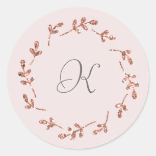 Eleganter Rosen-GoldGlitzer-Initialen-Aufkleber Runder Aufkleber
