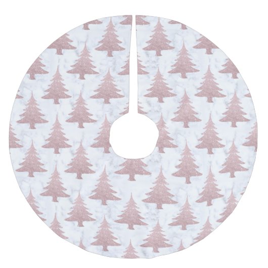 Eleganter Rosen-GoldGlitzer u. Polyester Weihnachtsbaumdecke (Vorderseite)