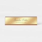 Eleganter Rosen-Goldschablonen-Handskript-Text Schreibtischnamensplakette (Vorderseite )