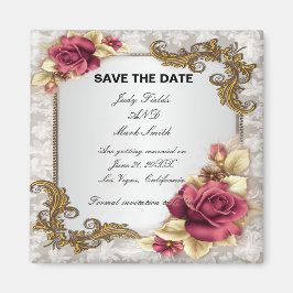 Eleganter Rosen-Save the Date Magnet