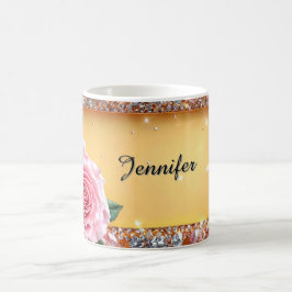 Eleganter Rosen- und Juwelenrahmen Kaffeetasse