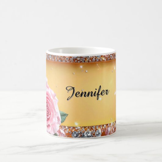 Eleganter Rosen- und Juwelenrahmen Kaffeetasse (Mittel)