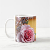 Eleganter Rosen- und Juwelenrahmen Kaffeetasse (Links)
