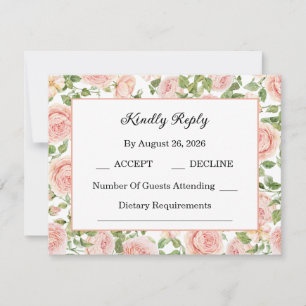 Eleganter Rosengarten in Rosa RSVP Karte