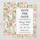 Eleganter Rosengarten in Rosa Save The Date (Vorne/Hinten)