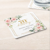 Eleganter Rosengarten, rosa Rosen, 70. Geburtstag Rechteckiger Pappuntersetzer (angewinkelt)