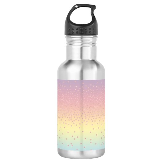 Eleganter RosengoldGlitter Confetti punktiert Edelstahlflasche (Vorderseite)