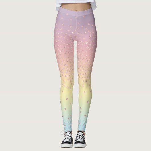 Eleganter RosengoldGlitter Confetti punktiert Leggings (Vorderseite)