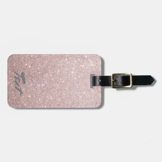eleganter RosengoldGlitter Gepäckanhänger (Vorderseite horizontal)