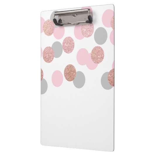 eleganter RosengoldGlitter-Pastellrosa Confetti Klemmbrett (Links)