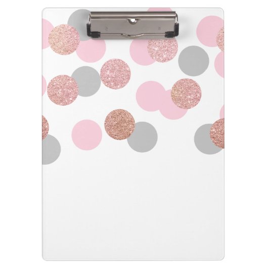 eleganter RosengoldGlitter-Pastellrosa Confetti Klemmbrett (Vorderseite)