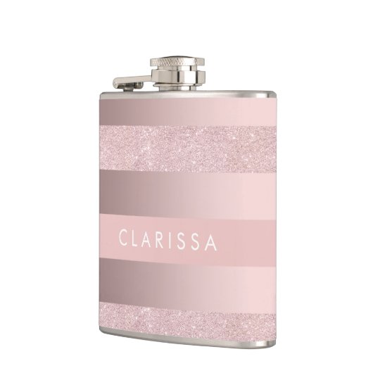 Eleganter RosengoldGlitter u. erröten rosa Flachmann (Links)