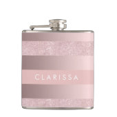 Eleganter RosengoldGlitter u. erröten rosa Flachmann (Vorderseite)